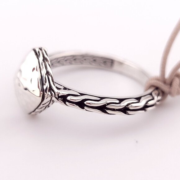 New John Hardy Sterling Silver Hammered Palu Pyramid Chain Band Ring Size 7 - Picture 6 of 10